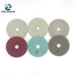 Diamond polishing pads wet and dry use 3 steps